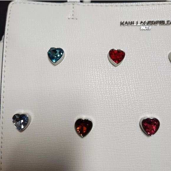 Karl Lagerfeld White Heart Embellished Women's Bag - Picture 5 of 8